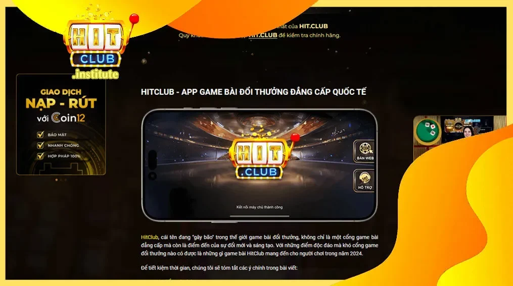 Hình ảnh hiển thị giao diện thân thiện và dễ sử dụng của trang web Hitclub, giúp người chơi dễ dàng tìm kiếm và truy cập các trò chơi.